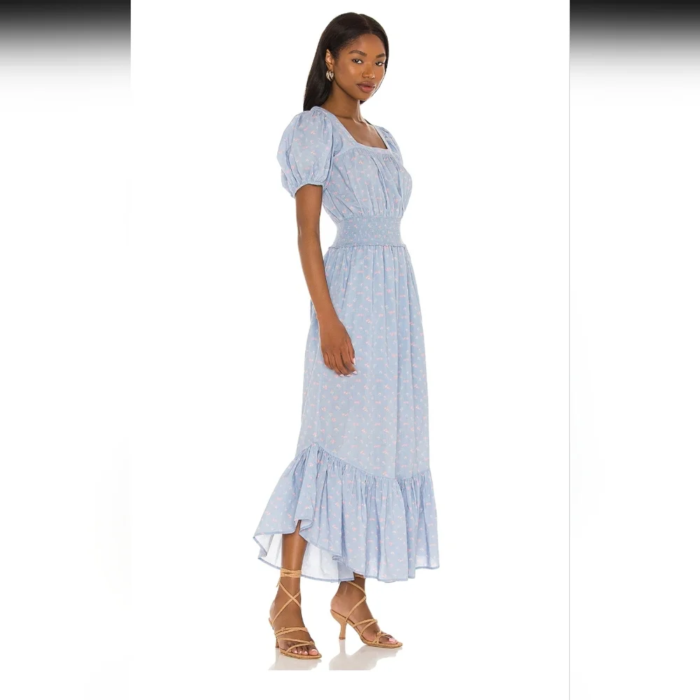 LoveShackFancy Blue Square Neck Maxi Dress - Picture 3 of 6